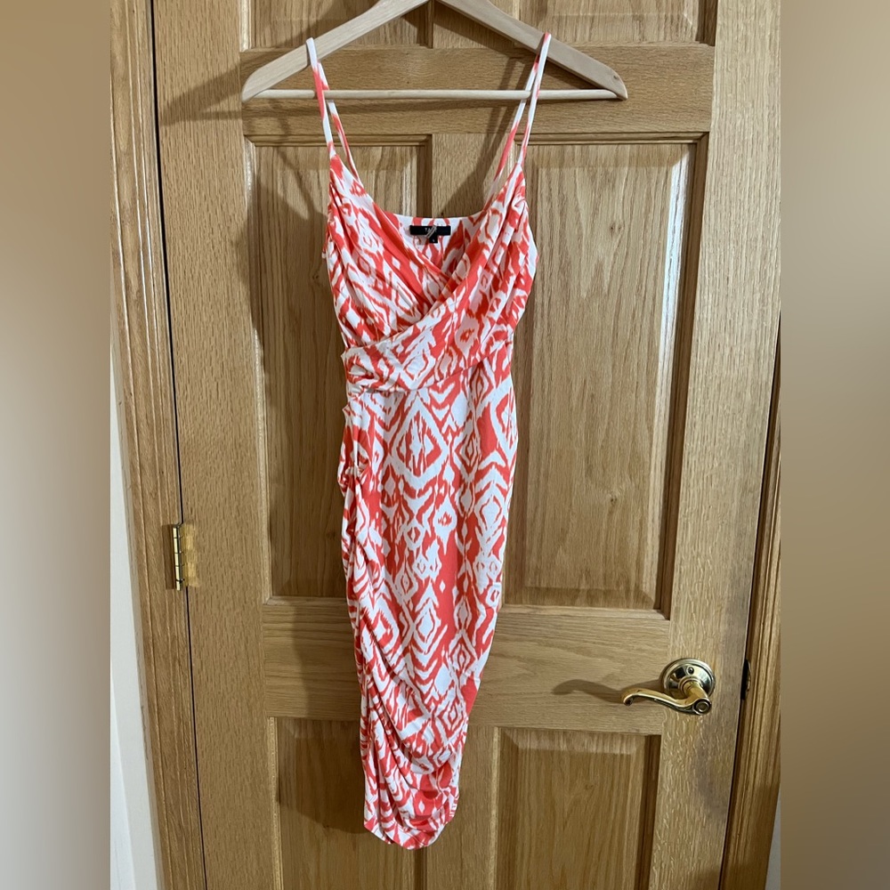 Tart white pink or orange bodycon Dress scrunchie mini or midi vneck dress